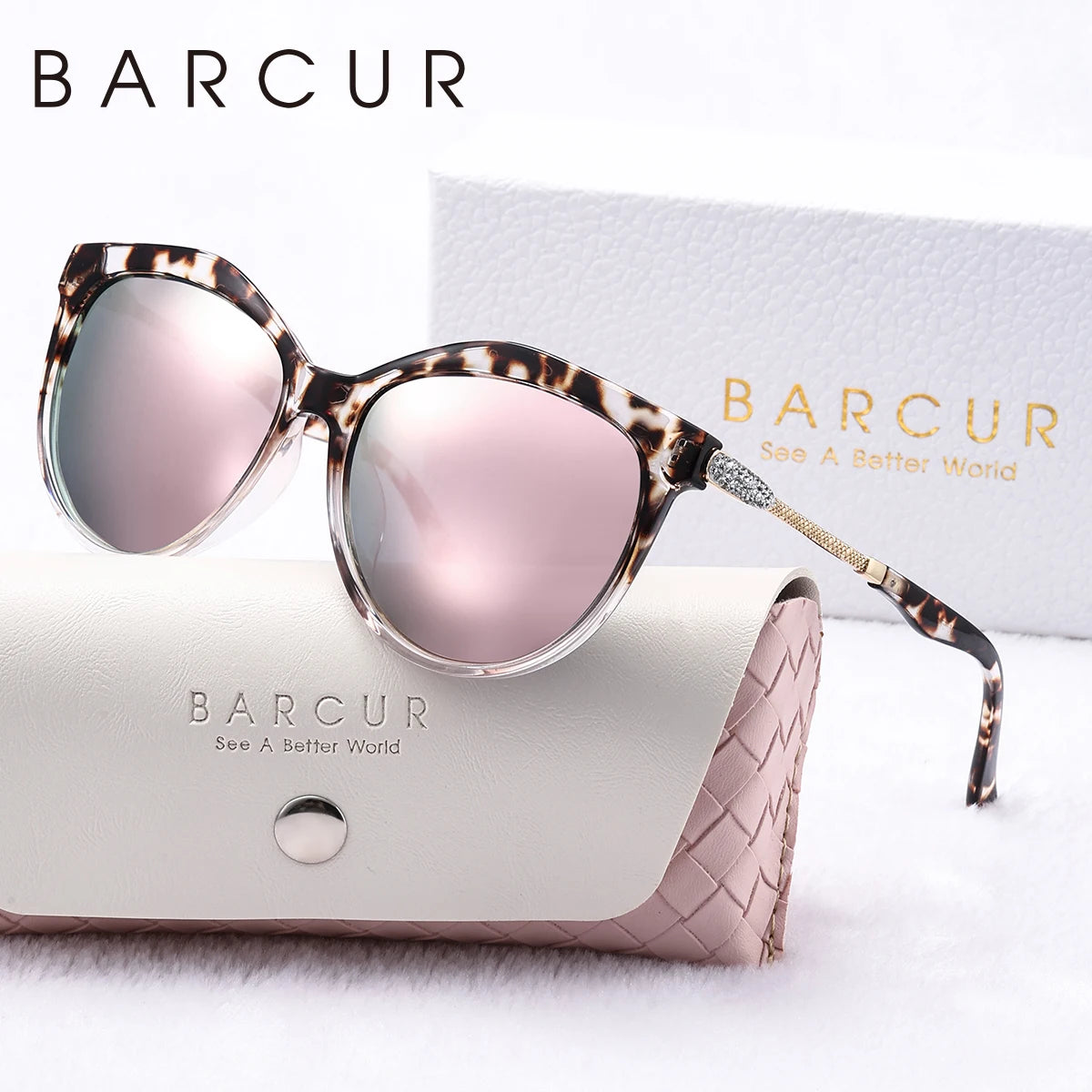 Gafas de Sol Ojo de Gato Oversized Polarizadas – Patillas con Cristales, Caja Regalo, Mujer