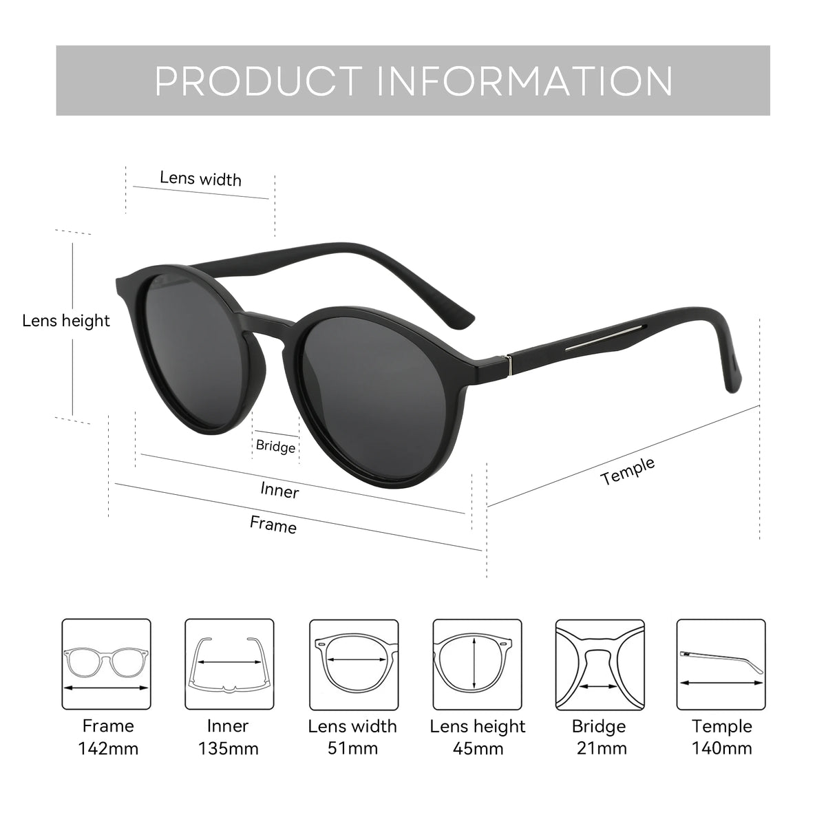 Gafas de Sol Redondas Retro Polarizadas – Patas de Goma, Unisex