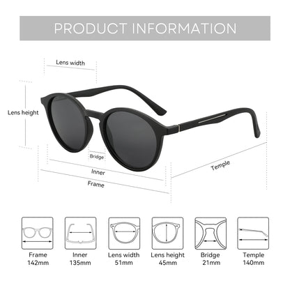 Gafas de Sol Redondas Retro Polarizadas – Patas de Goma, Unisex