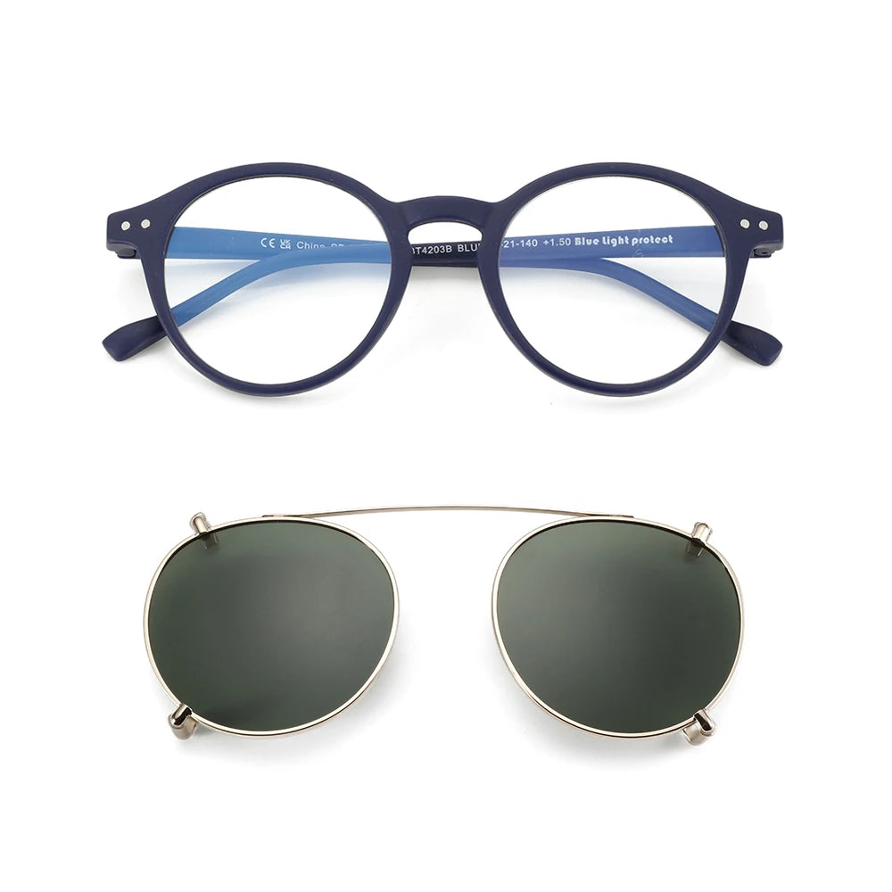 Gafas Anti Luz Azul con Clip-On Solar Polarizado – 2 en 1, Unisex