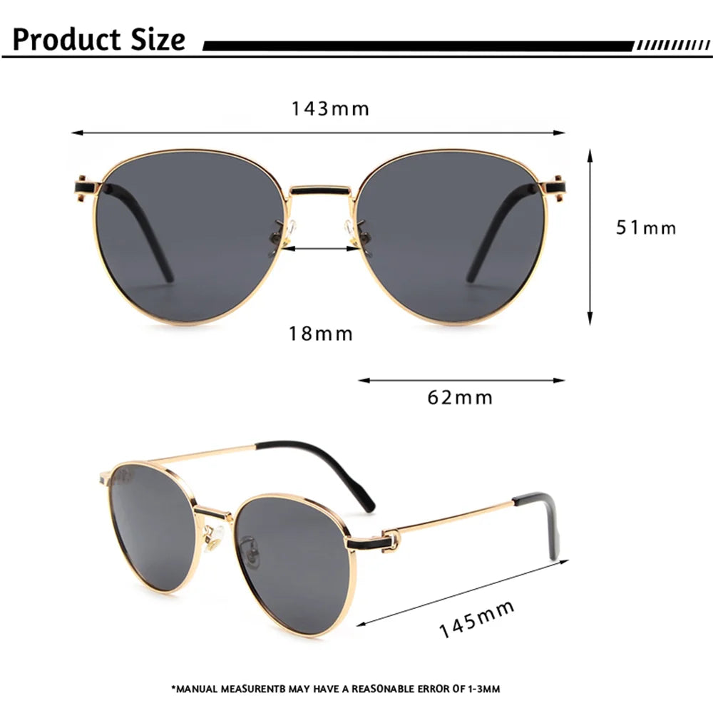 Gafas de Sol Redondas Polarizadas – Montura Metal Fina, Unisex