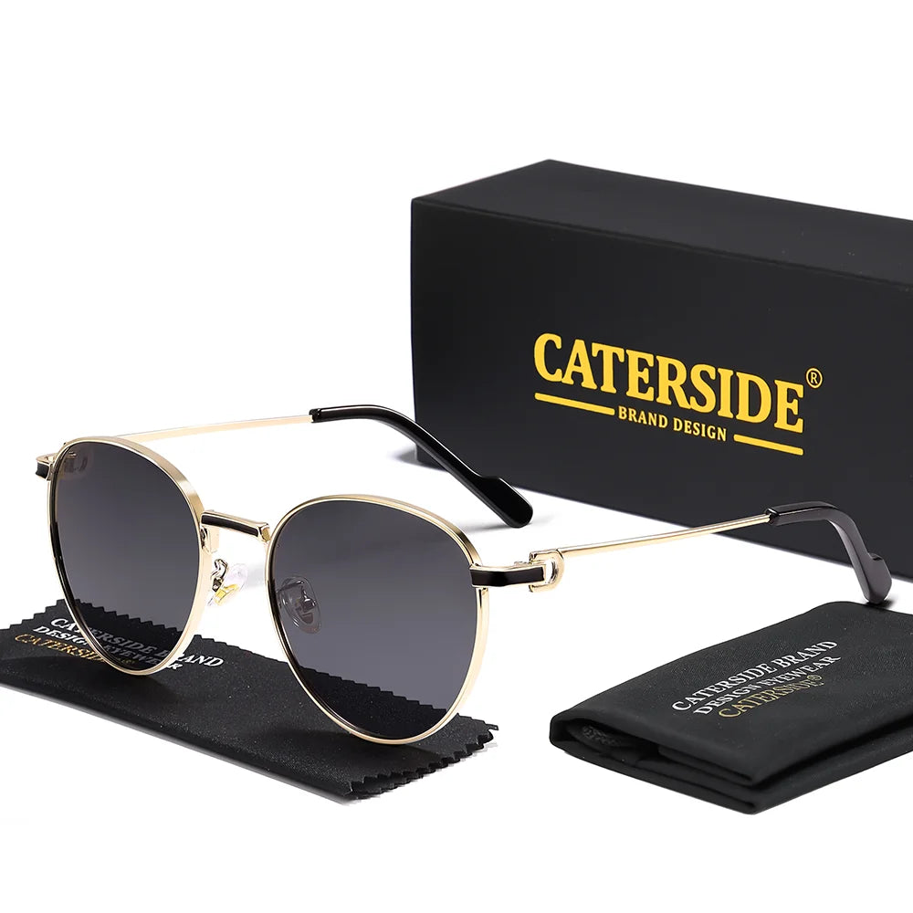 Gafas de Sol Redondas Polarizadas – Montura Metal Fina, Unisex