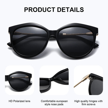 Gafas de Sol Ojo de Gato Oversized Polarizadas – Patillas con Cristales, Caja Regalo, Mujer