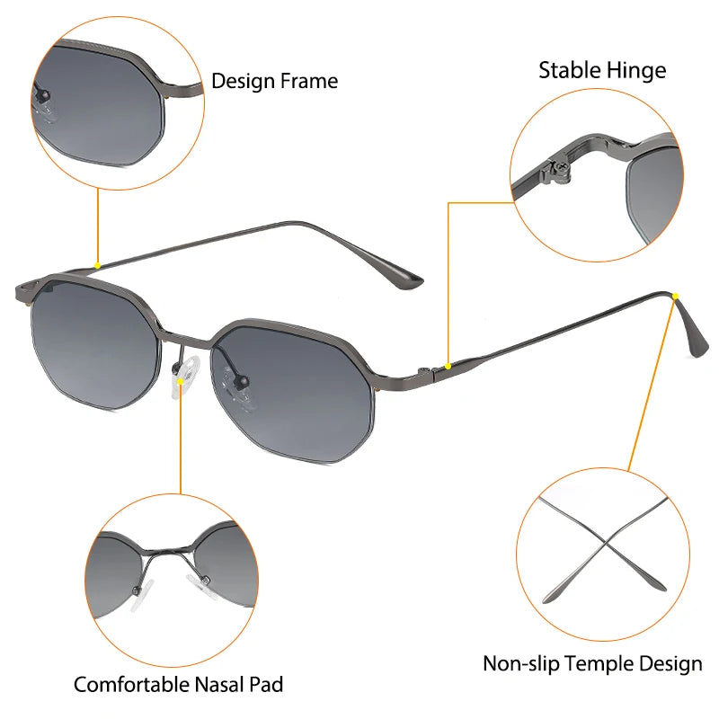 Gafas de Sol Poligonales Retro – Marco de Cobre, Unisex