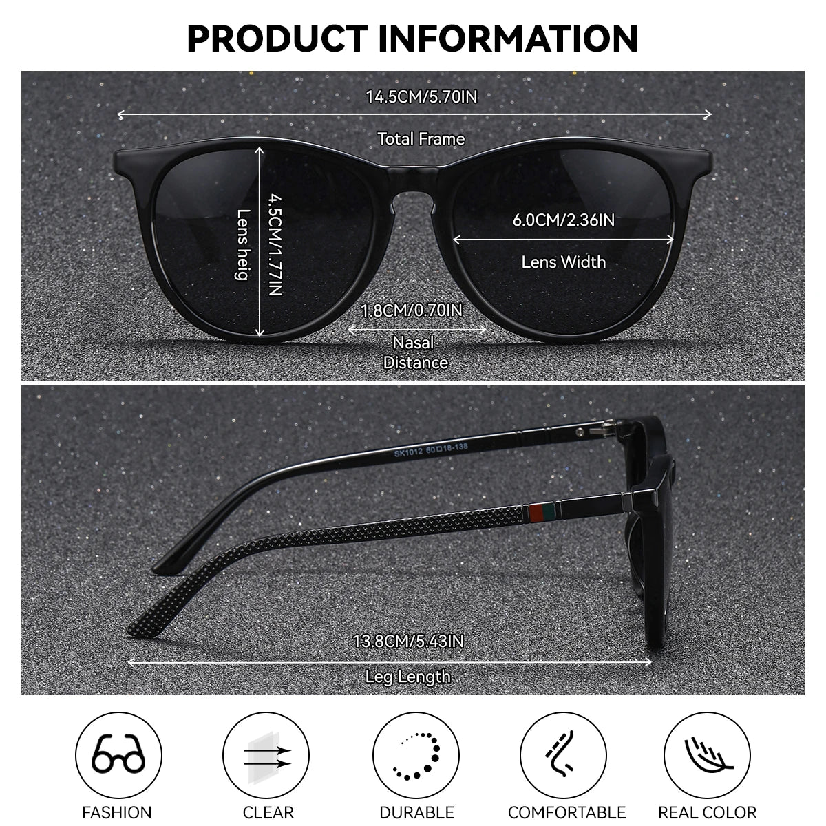Gafas de Sol Redondas Polarizadas – PC Ligero, Mujer