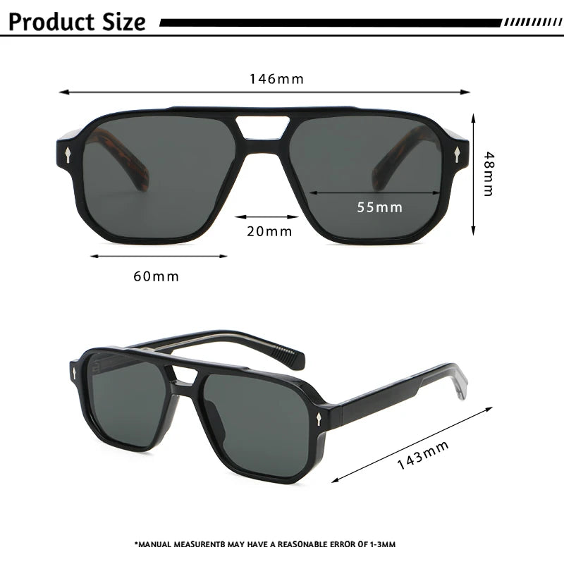 Gafas de Sol Retro Punk – Doble Puente Flat Top, Unisex