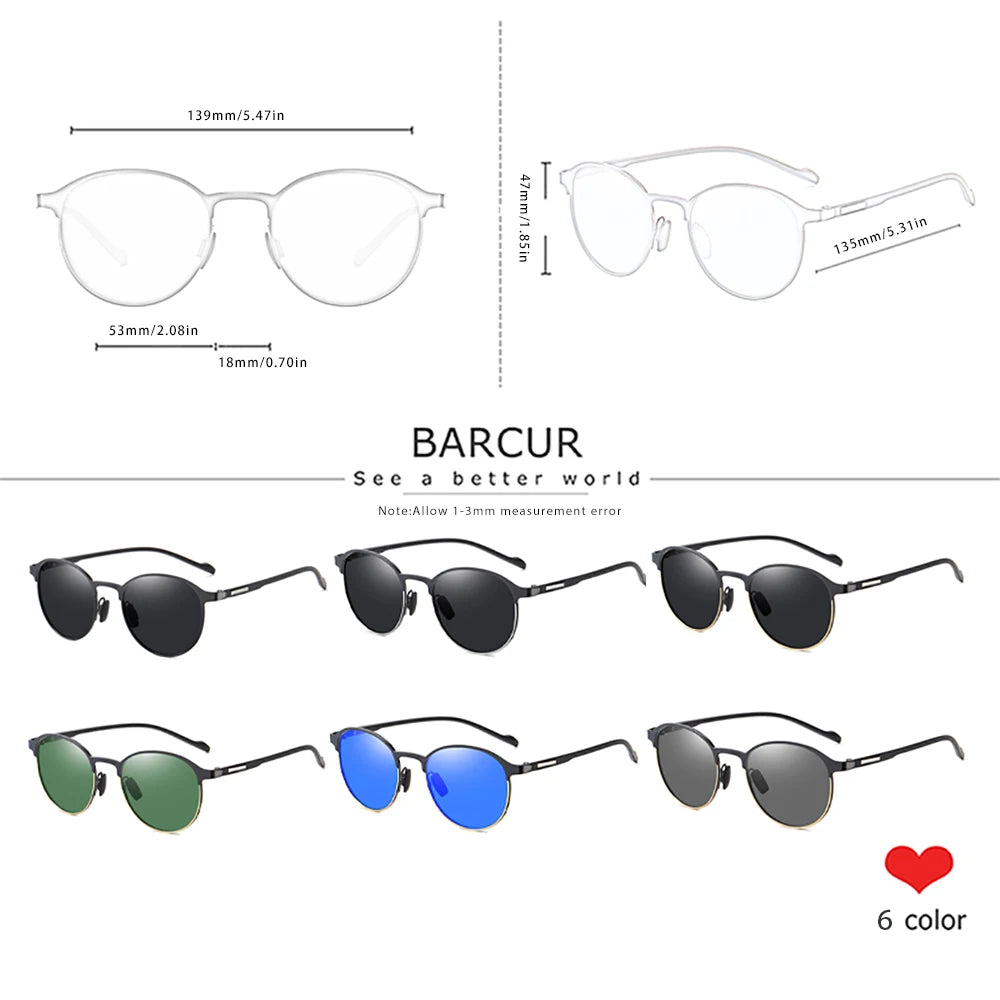 Gafas de Sol Redondas Polarizadas – Acero Inoxidable, 6 Colores, Mujer