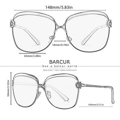 Gafas de Sol Oversized Polarizadas Degradé – Montura Metálica Fina, Mujer
