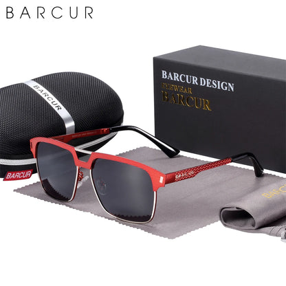 Gafas de Sol Cuadradas Semi-Montura Polarizadas – Acero y Carbono, Hombre
