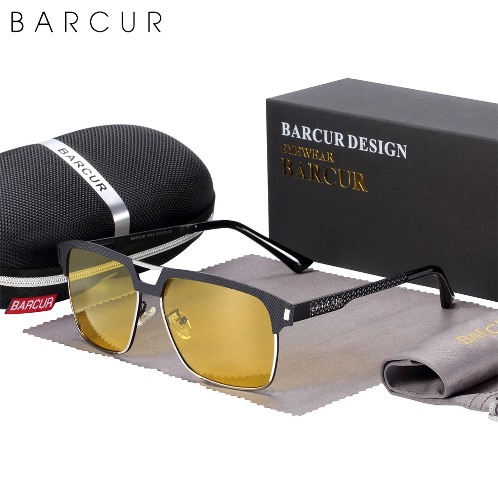Gafas de Sol Cuadradas Semi-Montura Polarizadas – Acero y Carbono, Hombre