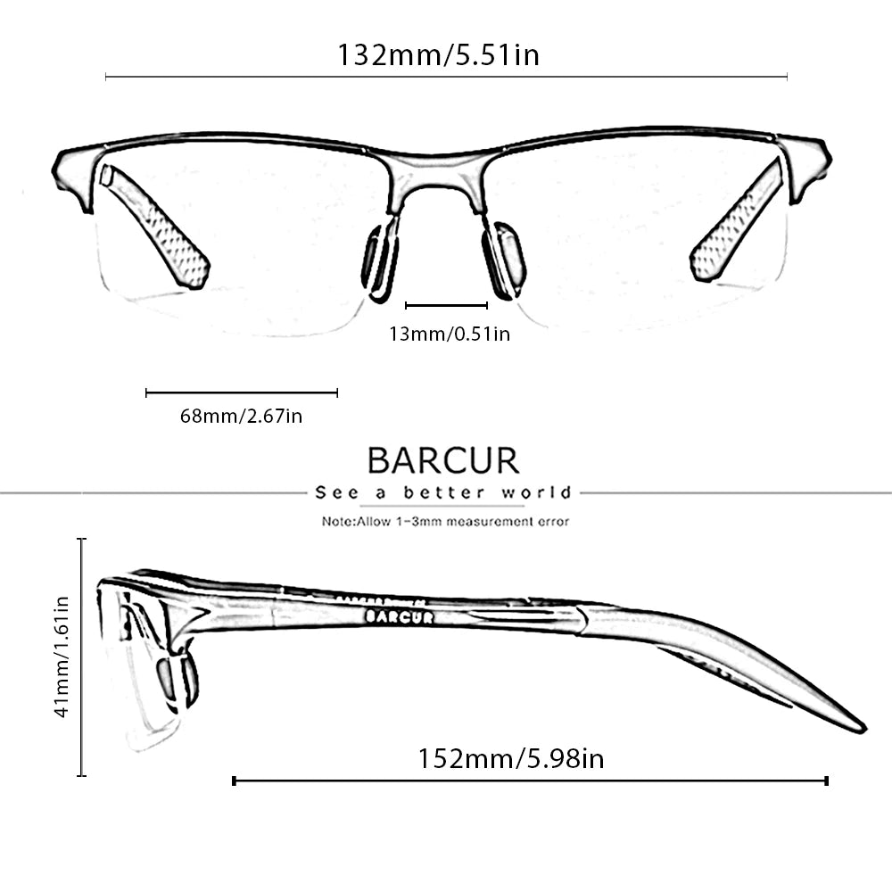 Gafas de Sol Deportivas Fotocromáticas Semi-Montura – Aluminio Magnesio, Unisex